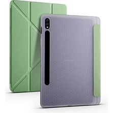 FourForce Samsung Galaxy Tab S8 Plus T970 ile Uyumlu Kılıf Tri Folding Silikon Kalem Bölmeli Katlanabilir Standlı Pu Deri Yumuşak Kapak, Tablet Kılıfı [kalem Alanı, Uyku Modlu] - Açık Yeşil
