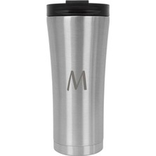 FourForce M Harfli Baskılı Çelik Termos Bardak 500 ml Tek Ebat Metalik