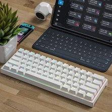 FourForce Leaven K620 Type-C Kablolu Klavye LED Rgb 61 Tuşlu Rgb Mekanik Oyuncu Işıklı Klavye Ergonomik Tasarım Bilgisayar Pc Için Gaming Keyboard Beyaz Renk Kırmızı Switch