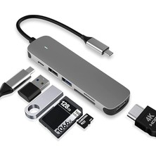 FourForce C Hub, USB C Adaptörü 6 In 1 USB 3.0 Bağlantı Noktası, Usb-C Bağlantı Noktası/pd, 4K HDMI ve Sd/tf Kart Okuyucu, MacBook Pro/air Dizüstü Bilgisayarlar ve Diğer Tip-C Cihazlarla Uyumlu Yerleştirme
