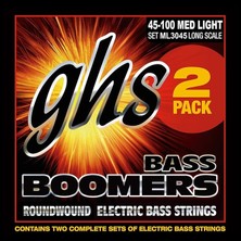 FourForce Bass Boomers - ML3045 - Bass String Set, 4-String, Medium Light, .045-.100, 2-Pack