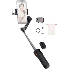 FourForce Isteady V3 Gimbal Akıllı Telefon Için – 3 Eksenli Stabilizatör, Manyetik Aı Izleyici, Dolum Işığı, Çıkarılabilir Kontrolör, Entegre Uzatma Çubuğu ve Canlı Yayın ve Vlog Için Tripod