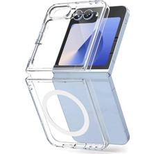 FourForce Giyim & Aksesuar Samsung Galaxy Z Flip 6 Için Magsafe ile Uyumlu Arka Kısmı Şeffaf Kenarları Silikon Yapılı Güçlendirilmiş Mıknatıslı Wireless Kablosuz Şarj Destekli Kılıf