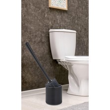 FourForce Home Silikon Wc Tuvalet Banyo Fırçası Klozet Fırçası Siyah Oval
