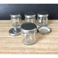 FourForce - 10 Adet 40 cc Cam Kavanoz - Gümüş Kapak - Hediyelik, Hobi, Düğün, Nişan-Mini Kavanoz