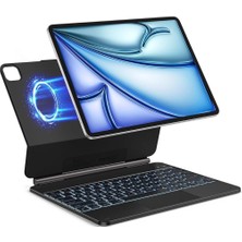FourForce Ipad Air 13inç M3 Çipli 2025 ile Uyumlu Magic ile Uyumlu Touchpad Işıklı Klavyeli Kılıf