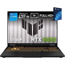 Asus Tuf Gaming F16 Core I5-13450HX Rtx 5050 Windows 11 Pro Oem Kutu 16 Inç Full Hd+ 165Hz Ips-Level  FX608JH-RV01072 Gaming Laptop