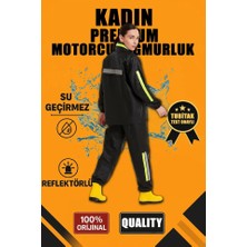 Premium Motorcu Kurye Yağmurluk Takım Su Geçirmez Pvc Kumaş Reflektörlü Tübitak Onaylı - Siyah