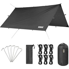 Tarp Gölgelik Tente, Taşınabilir Örtü Branda Çok Işlevli Outdoor Açık Hava Kamp Seyahat Tente Branda Güneşlik Karavan Tente Yan Çadır Gölgelik - 300X400 cm - Siyah