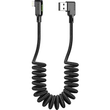 FourForce CA-7300 Lightning 90 Derece Spiral Ledli Örgü Kablo 3A 1.8m