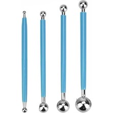 FourForce Uçlu Seramik ve Kil Modelleme Seti 4 Lü 1 Paket Polimer Kil Şekillendirme Çömlek Oyma Çiçek Marzipan Mandala Top Ütü