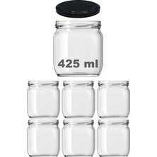 FourForce 10-1000 ml Farklı Boyutlarda Kavanoz (10-1000 Arası) cc Konserve Metal Kapaklı Cam Kavanoz 6 Adet (Şeffaf, 425 Cc)