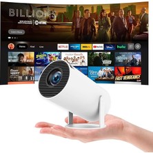 FourForce Projektör 4K Taşınabilir Projektör Video Projektörü Wifi 6 Android 11 Retroprojector 1080P Full Hd Telefon Pc Lap HDMI Ev Sineması 180° Döndürme (HY300PRO)