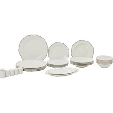 FourForce Pierre Cardin Porselen Darıa Sılver Yemek Takımı Gümüş 12 Kişilik