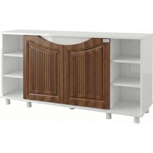 Kanki Pet Western 12050-BCV1 Akvaryum Sehpası 120X50X69 cm Beyaz - Italyan Ceviz Vakum Kapak