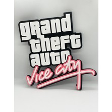 Goka 3D Craft Grand Theft Auto (GTA) Vice City 3D Duvar Dekoru - 23 cm Premium Versiyon (1.5 cm Çift Montaj Setli)