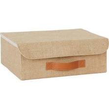 FourForce Home Textile Çekmece Içi Jüt Kapaklı Kutu 30 x 23 x 11 cm