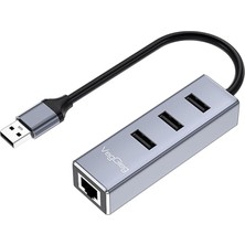 FourForce USB 2.0 To 100MBPS Ethernet Çevirici ve 3 Portlu USB Hub Çoklayıcı