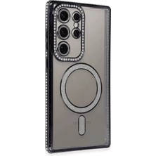 Akmanora Newface Samsung Galaxy S24 Ultra Kılıf Joke Simli Magneticsafe Kılıf - Siyah