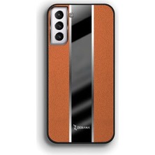 FourForce Samsung Galaxy S21 Fe 5g ile Uyumlu Kılıf Zebana Premium Deri Kılıf Kahverengi