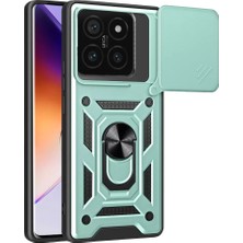Akmanora Newface Xiaomi Mi 14T Pro Kılıf Pars Lens Yüzüklü Silikon - Yeşil