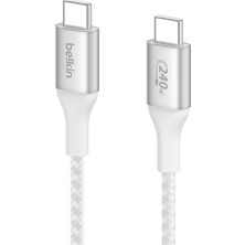 FourForce Boostcharge Usb-C - Usb-C Şarj Kablosu, Hızlı Şarj Kablosu, 240 W Power Delivery, Usb-If Sertifikalı, iPhone 15, MacBook Pro, Chromebook, Samsung Galaxy, iPad ile Uyumlu, 1 M – Beyaz
