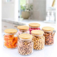 FourForce 6'lı Cam Saklama Kabı Vakumlu 800ML. Bambu Kapaklı