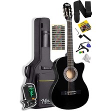 FourForce CG-390BK-XBAG Siyah Klasik Gitar 4/4 Sap Ayarlı Kesik Kasa Full Set (Çanta Tuner Askı Capo Metod Pena)