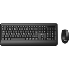 FourForce KW202 Kablosuz Türkçe Q Klavye & Mouse Set - Qwerty Türkçe Dizilim Klavye, 1200DPI Optik Fare, Win/mac Uyumlu, Sıvı Dökülmesine Dayanıklı, Bilek Dinlendirme Türkçe Q Klavye Mouse Seti Siyah