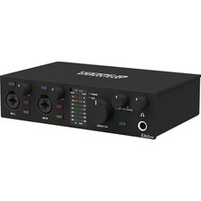 FourForce Professional E2X2 Otg | Black Yüksek Kalite Usb-C Ses Kartı: 2-Giriş/2-Çıkış 24BIT/192KHZ, 8...600OHM Arası Kulaklıklara Kadar Kullanılabilir. (Pc/mac/ios/android)