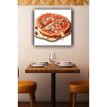 Lucena Mantarlı Pepperoni Pizza Metal Tablo Italyan Mutfak Temalı Dekoratif Duvar Tablosu
