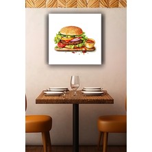 Lucena Cheeseburger Metal Tablo Fast Food Temalı Dekoratif Modern Mutfak Duvar Tablosu