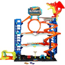 FourForce Wheels 2 Adet Metal Araba ile Birlikte Gelen, 50'den Fazla 1:64 Ölçekli Araba Için Saklama Alanına Sahip, 4 Katlı Oyun Pisti Içeren Hot Wheels Şehri Yeni Ultimate Garaj ile Ejderhayı Yen, HKX48