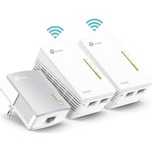 FourForce TL-WPA4220T Kıt, AV600 300MBPS Kablosuz Tak Kullan 2 Lan Portlu 300M Mesafeli Menzil Genişletici 3’lü Powerline Adaptör