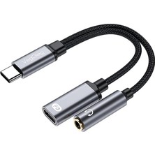 FourForce Type-C To 3.5mm Kulaklık ve Type-C Şarj Dönüştürücü Adaptör