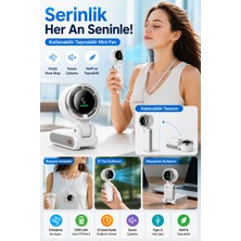Open City Beyaz Taşınabilir Mini Fan Katlanabilir Boyuna Asılabilir USB Şarjlı Sessiz El Tipi Vantilatör