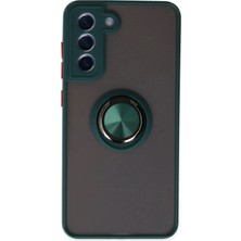 Durukar®  Samsung Galaxy S21 Fe Kılıf Montreal Yüzüklü Silikon Kapak - Yeşil