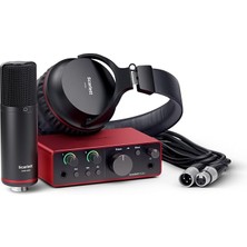 FourForce Scarlett Solo Studio Gen 4 Ses Kayıt Paketi: Şarkı Yazarları Için Kayıt, Yayın ve Podcasting Için Kondansatör Mikrofon ve Kulaklık, USB Audio Arayüzü