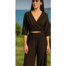 Tomris Butik Keten Crop Takım