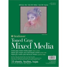 FourForce Toned Gray Mixed Media, 400'LÜ Serisi, Gri, Geri Dönüştürülmüş Karışık Medya Kağıdı, 300 G/m², Kısa Tarafı Yapıştırılmış Blok, 23 x 31 Cm, Gri, 15 Yaprak