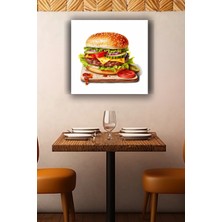 Lucena Cheeseburger Metal Tablo Hamburger Temalı Modern Dekoratif Mutfak Duvar Tablosu