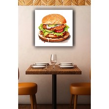 Lucena Hamburger Metal Tablo Fast Food ve Cheeseburger Temalı Dekoratif Mutfak Duvar Tablosu