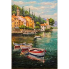 FourForce Baskılı Sayılarla Boyama Hobi Seti (Çerçeveli) 40X50 Cm: Sahilde Tekneler