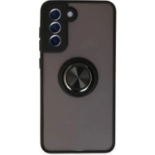 Durukar®  Samsung Galaxy S21 Fe Kılıf Montreal Yüzüklü Silikon Kapak - Siyah