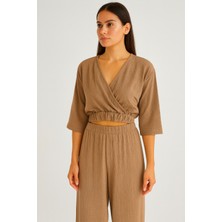 Tomris Butik Keten Crop Takım