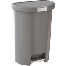 FourForce Deco 13 Galon Step-On Çöp Kutusu ve Kapaklı Geri Dönüşüm Kutusu, Mutfak Atıkları Için, Gümüş