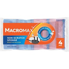 FourForce Max Tırnak Koruyuculu Çizmez Bulaşık Süngeri 4'lü Paket, Teflon ve Hassas Yüzeyler Için