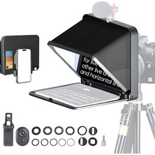 FourForce Taşınabilir Teleprompter, 8 Inçe Kadar Akıllı Telefon Tabletleri Için, Uzaktan Kumandalı, Kamera ve Akıllı Telefon ile Çalışır, Video Çekimi, Çevrimiçi Ders, Canlı Yayın Röportajı Için (Siyah)