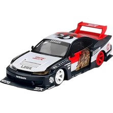 FourForce Miniatures Nissan Silvia S15 Lb Super Silhouette 1:64 Diecast Model Araba – Sağdan Direksiyon (Rhd), Beyaz/siyah Grafikler, Koleksiyonluk