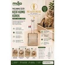 Majo Paslanmaz Çelik Kedi Kumu Küreği – Metal Kum Eleme Küreği, Dayanıklı ve Hijyenik Tasarım